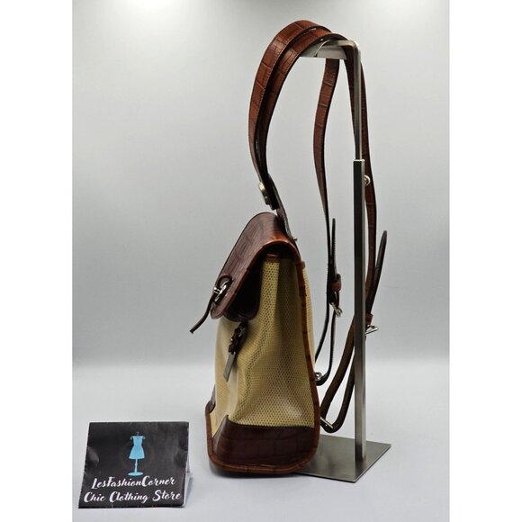 Vintage Dooney & Bourke Women's Brown Croc Embossed Leather Backpack Sz M 2560 - Picture 11 of 16